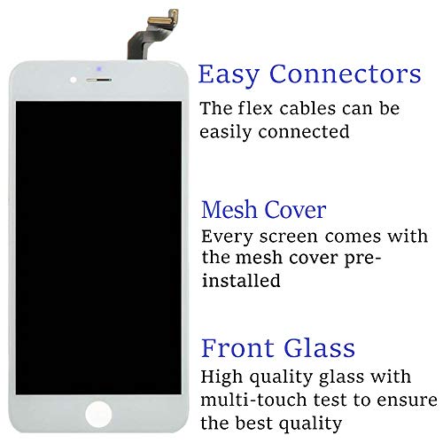 Replacement Screen Compatible with iPhone 6S Plus 5.5 inch Full LCD Digitizer Frame Assembly Touch Display with a Complementary Repair Tool Kit (iPhone 6S Plus, White, All Carriers)