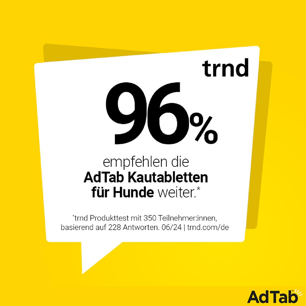 AdTab Hund 5,5-11 kg - Kautablette gegen Zecken & Flöhe, Doppelpack(6 St.) | Kleine Kautablette mit Rindfleischgeschmack. 3 Monate Floh- & Zeckenschutz für deinen Hund, schnelle Wirkung & einfache Gabe.