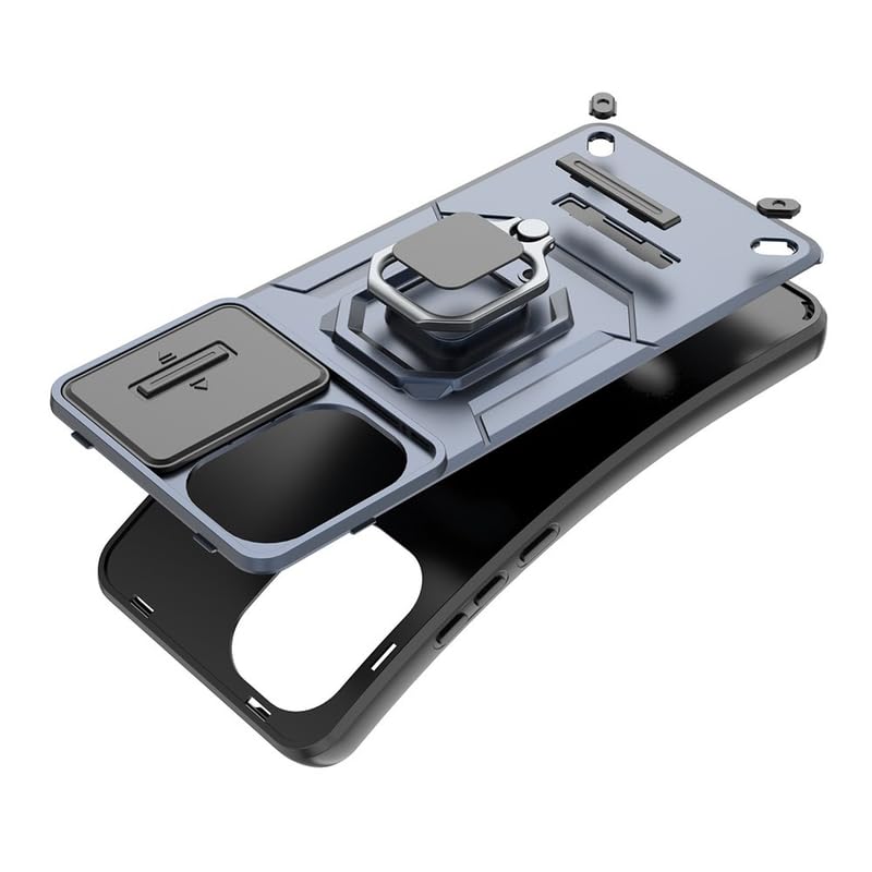 Image of Casodon Heavy Duty Armor Back Case Cover for Oneplus Nord CE 5 5G - Magnetic Kickstand Ring with Camera Shutter Protection, Rugged Bumper Hard Back Cover for Oneplus Nord CE 5 5G (PC & TPU|Blue)