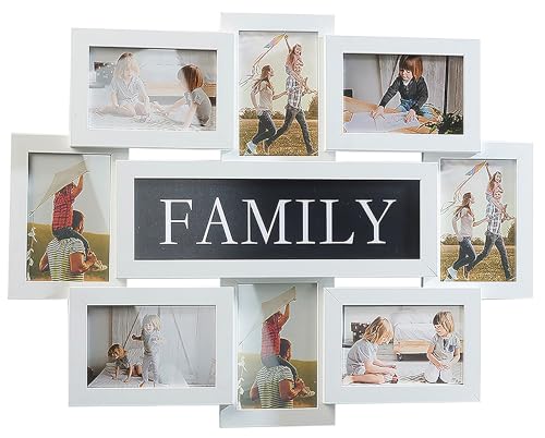 Kobolo - Kobolo Bilderrahmen Bilderhalter Collage Family für 8 Bilder aus Holz in weiß 10x15cm