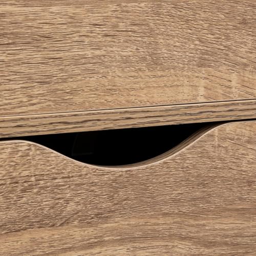 Caisson de rangement 3 tiroirs effet chêne naturel avec roulettes - 9