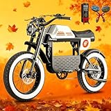 eAhora FT01 1700W Electric Bike for Adults 36MPH with 90Miles 30Ah Long Range Dirt Ebike, 135MM Front Fork Full Suspension & Dual Disc Hydraulic Brakes Commuting Mountain, 20" Fat Tire Off-Road Ebike