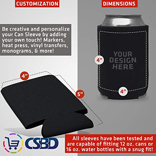 CSBD Beer Can Coolers Sleeves, Soft Insulated Reusable Drink Caddies for Water Bottles or Soda, Collapsible Blank DIY Customizable for Parties, Events or Weddings, Bulk (Christmas Party 12 Pack)