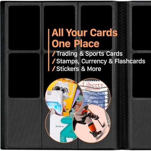 【2026】Trading Card Binder 9 Pocket, Hockey Card Binder with Sleeves Anti-open Strap Waterproof 20-Page 360 Game Cards Binder Holder Gift for Baseball/Soccer/Basketball/Football Cards Collector