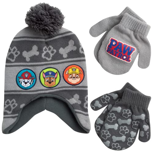 Image of Nickelodeon Boys Paw Patrol Winter Hat, 2 Pair Gloves or Mittens (Toddler /Little Boys)