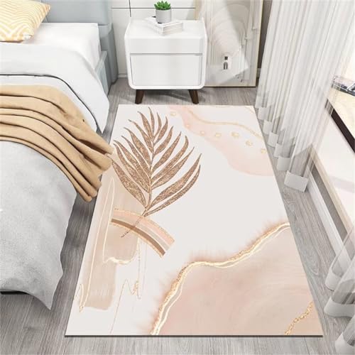 Tapis de chambre rectangulaire rose antidérapant et résistant pour sol de salon