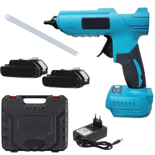 Pistola Incollatrice per Colla a Caldo Elettrica,con Due Batterie al Litio 48V, Cordless, Riscaldamento Rapido Manico Ergonomico, 1 stick diametro 11 mm, per Arte DIY Scuola Hobby Artigianato