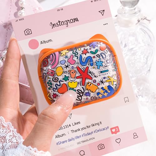 Image of for AirPods Pro 2 Case with Cleaning Kit, Cute Cat Ear Print Design & Cute Buckle for Girls, Phone Holder & Top Safe Lock Buckle Design for AirPods Pro 2nd /1st Gen case, Orange Seaworld