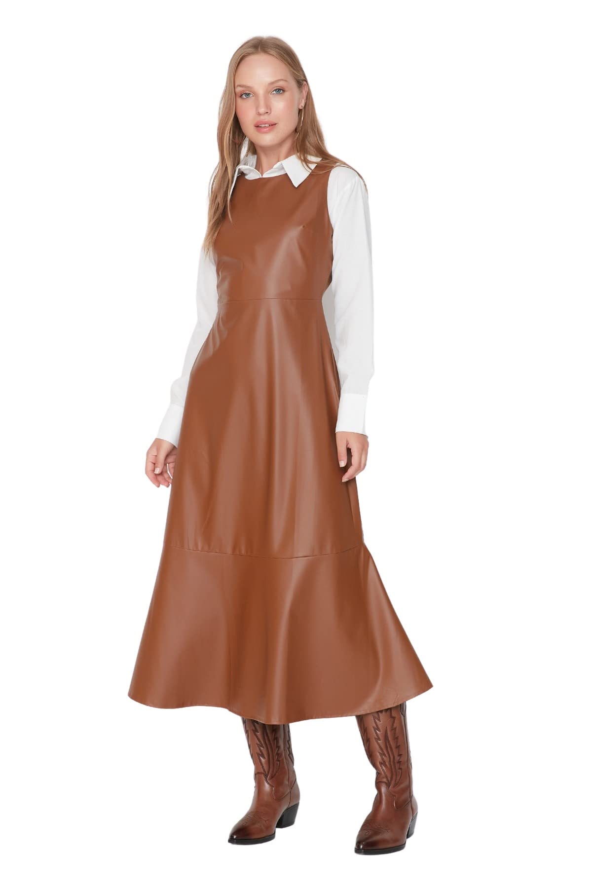 Trendyol Women Modest Maxi Jile Regular Woven Modest Dresses Brown