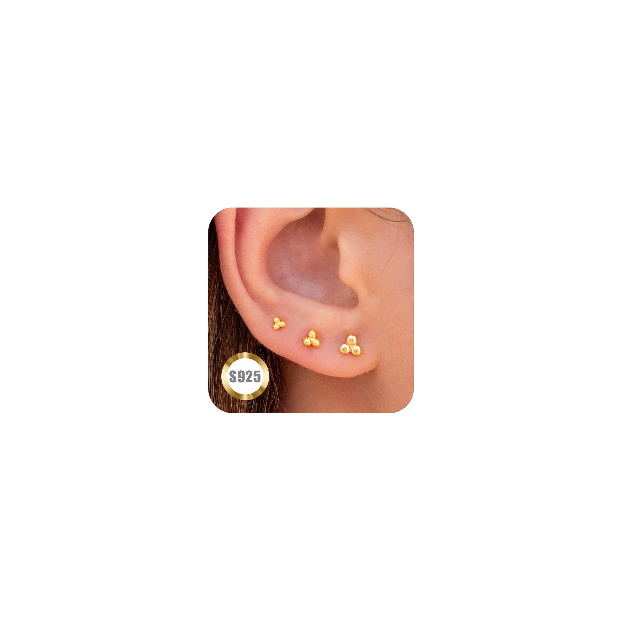 3 Pairs 14k Gold Stud Earrings for Women Hypoallergenic 925 Sterling Silver Post Dainty Silver Cartilage Tragus Earrings Stacks Set Trendy Small Diamond Heart Multiple Piercing Jewelry for Men: ZNBOH 3 Pairs 14k Gold Stud Earrings for Women Hypoallergenic 925 Sterling Silver Post Dainty Silver Cartilage Tragus Earrings Stacks Set Trendy Small Diamond Heart Multiple Piercing Jewelry for Men