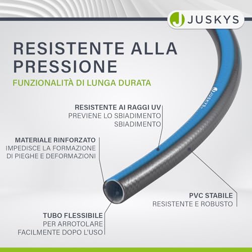 Carrello Per Tubo Juskys Con Tubo Da 30 M E Doccetta Multifunzione - Avvolgitubo Mobile Con Supporto Da Parete, Ugello — Blu Grigio Scuro - 8