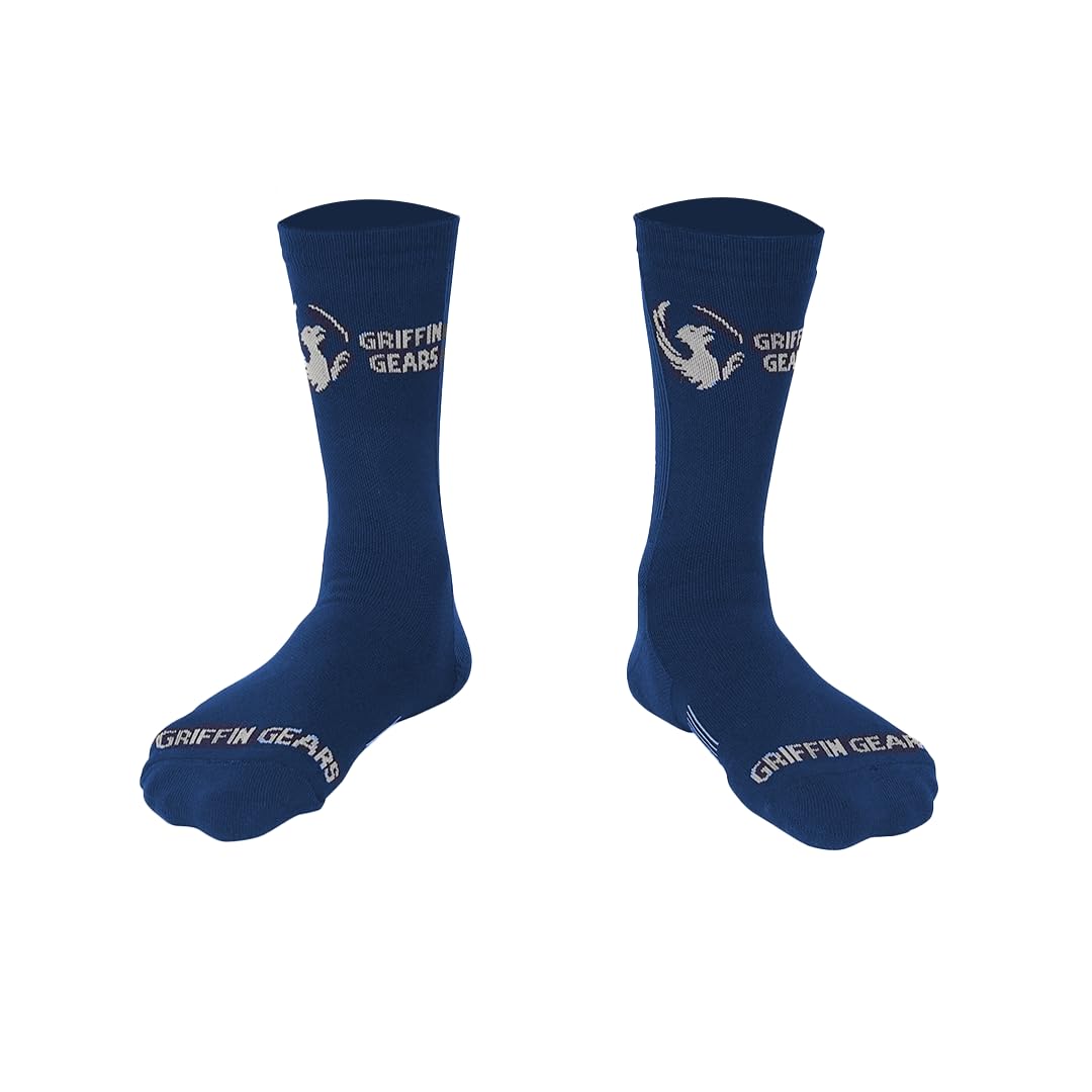 GRIFFIN GEARS® Squat & Bench Socks – High-Performance Compression Gym Socks for - Men & Women – Anti-Slip Grip & Arch Support for Powerlifting, Strength Training & Weightlifting (Navy)