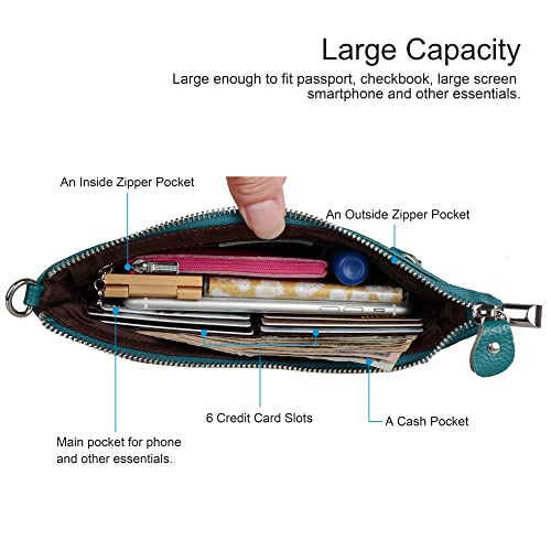 Image of befen Genuine Leather Wristlet Clutch Wallet Purses Small Crossbody Bags for Women with RFID Blocking Card Slots