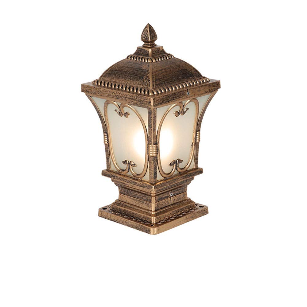 QUSYZD Outdoor Pillar Lamp for Lawn Fence Gate Wall, Waterproof Garden Villa Lighting, Landscape Post Light,Bronze_small