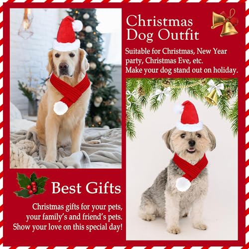 Hund Weihnachten Schal, 2 Stück Hundekostüm Weihnachten Festlicher Weihnachts-Schal für Hunde, Rot Weihnachtskostüm Hundekleidung, Hundekostüm für große Hunde (L), Perfektes Outfit für die Feiertage