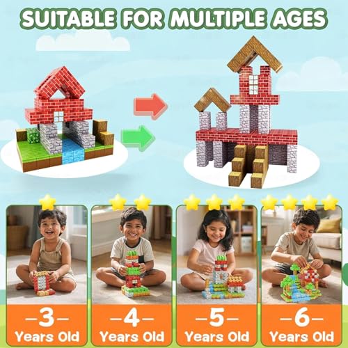 Image of Pitinxa 48 Pieces Magnetic Tiles Magnet for Girls Boys Sensory Magnetic Blocks Building Toys for Kids Preschool Learning Montessori Toy for 3 Year Old Toddler Age 3+