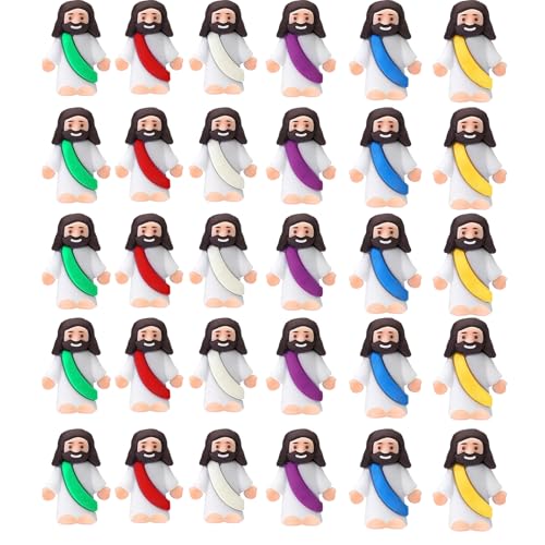 AKFAHOIF Mini Jesus Figures, Set of 30pcs Action Figures Little Jesus Figures, Tiny Jesus Figures to Hide and Seek Religious Gifts for Easter Egg Stuffers