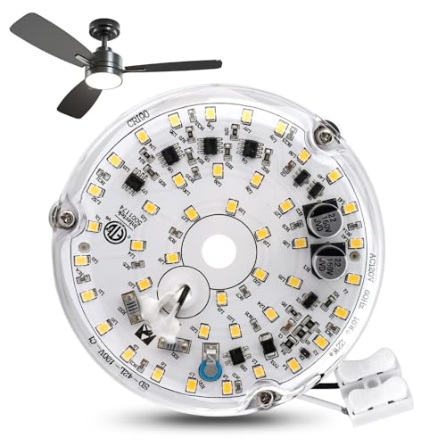 4 Inch 18w Universal Ceiling Fan Light Kit, 6000K 1800LM 120V LED Ceiling Fan Light Kit Replacement, Dimmable LED Retrofit Kit, Fan Light Kits for Ceiling Fan(White)