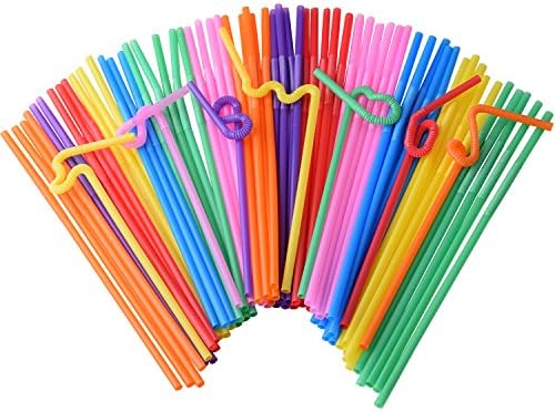 Deserthome Long Flexible Straws,200 Pieces Individually Paper Package Extra Long Bendable Drinking Straws(Color)