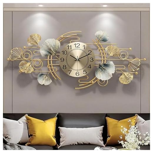 FUNTEREST Metal Analog Wall Clock-Floral Design for Home Decor & Wall Decoration for Living Dining Bedroom Office Hall Entryway Cafe & Hotels (36X12 Inch Multicolor)