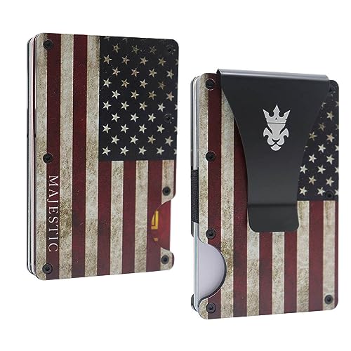 Vintage American Flag - Slim Wallet - RFID Blocking - Front Pocket - Card Holder - Slim Moey Clip