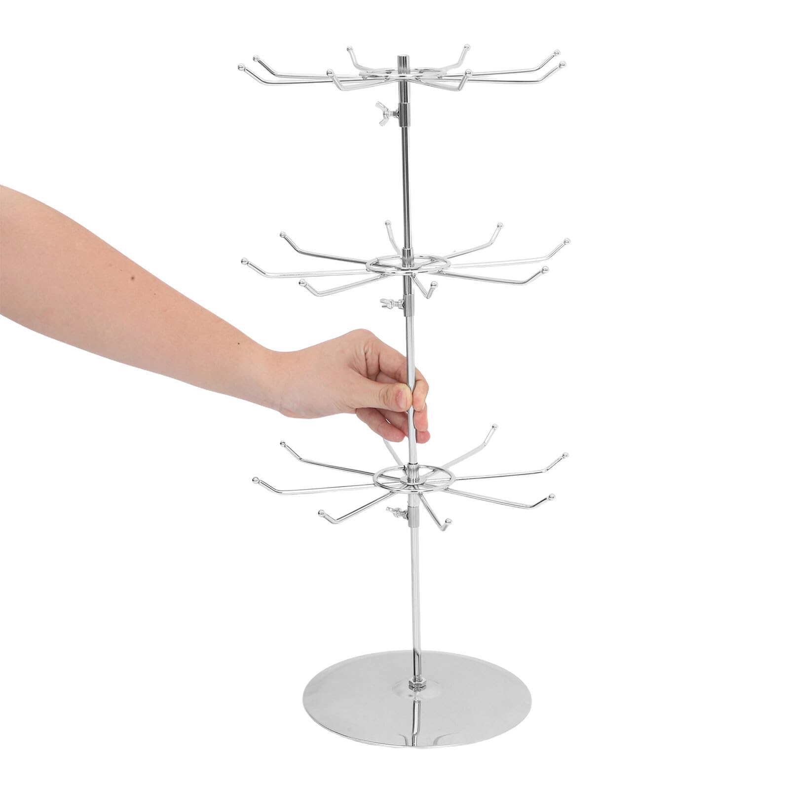 Hohopeti Schmuckständer Rotierender Ohrringständer Drehständer zur Präsentation Schmuckhalter Schmuck-Organizer-Ständer rotierendes Präsentationsregal Ohrring-Organizer-Ständer Silver