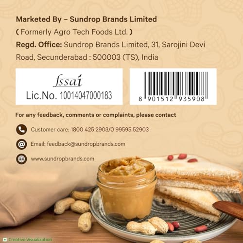 Image of Sundrop Peanut Butter with Honey | Crunchy | 900 grams | With 23% Protein | 7.1% Dietary Fibre | Premium Roasted Peanuts | No Preservatives | Great Value per Gram of Protein (Pack of 3)