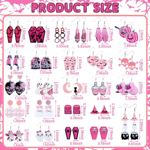 24 Pcs Halloween Earrings for Women Skeleton Bat Drop Dangle Earrings Halloween Party Jewelry Gift2