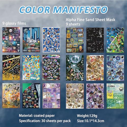 Image of HASTHIP 2 Pack Scrapbooking Sticker Books, 60-Sheet Vintage Sticker Set, Multi-Finish with Glossy Matte & Fine Sand Textures, Retro Tech Aesthetic Stickers for Journaling Planner DIY Crafts