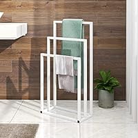 3 Tier Freestanding Towel Rail Towel Rack Stand,Metal Towel Holder and Towel Drying Rack for Bathroom Kitchen,Towel Ladder for Towelsor Clothing,Bath Storage & Hand Towels,Washcloths