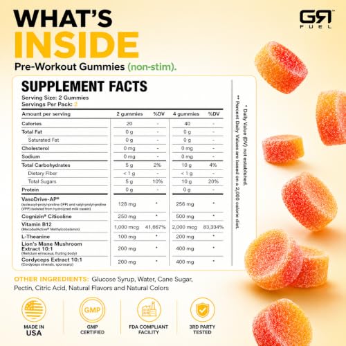 Image of Non-Stim Pre-Workout Gummies, Tropical Blast, 12 Packets (24 Serv)