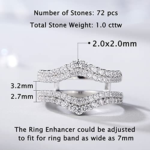 Newshe Jewellery AAAAA Cz Curved Bridal Ring Enhancer Guard for Women Engagement Rings 925 Sterling Silver White Gold Size 5-102