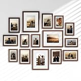 Venusmiles 15 Pack Picture Frames Collage Wall Decor, Gallery Frame Set for Wall Mounting or Tabletop Display, Multi Sizes Including 3pcs 8x10, 6pcs 5x7, 6pcs 4x6, Walnut