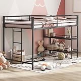 Twin Size Low Loft Bed with Shelf for Kids,Metal Loft Bed Frame for Boys Girls,Kids Loft Bed Twin Size,Junior Low Loft Bed, Black