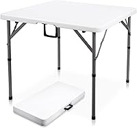 Heavy Duty 34" Square Folding Card Table - Portable HDPE Plastic Utility Table with Handle for Picnic, Camping, Party, Indoor Outdoor Use