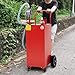 40 Gallon Portable Gas Caddy Fuel Storage Tank Large Hand Siphon Pump with Rolling Flat-Free Solid Rubber Wheels for Boat, ATV, Car, Motorcycle (Red)