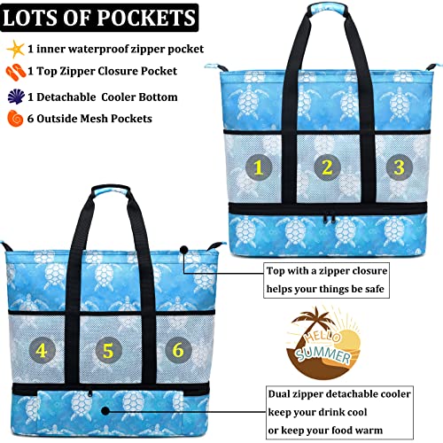 JIANYA Beach Bag Women Waterproof Sandproof Beach Tote Bags with Cooler Top Zipper Large Totes for Pool Travel Daily4
