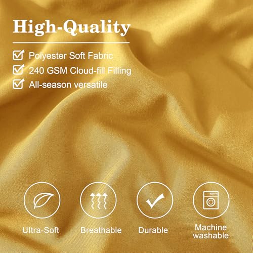 Image of Monbix Queen Comforter Set - 7 Pieces Bright Yellow Bed in a Bag Queen Bedding Sets with Comforters, All Seasons Comforter Bed Set with Sheets,Pillowcases & Shams