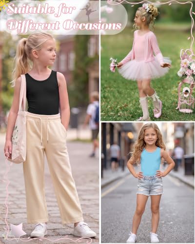 Image of 3 Pack Girls Leotards Toddler Ballet Tank Leotard Kids Dance Gymnastics Outfits Solid Sleeveless Bodysuit 2-12Y