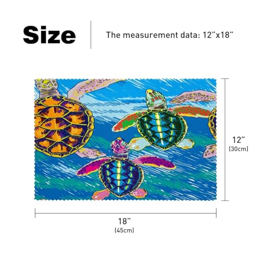 Set de table tortue aquarelle antidérapant grand format résistant 6 pcs - 6