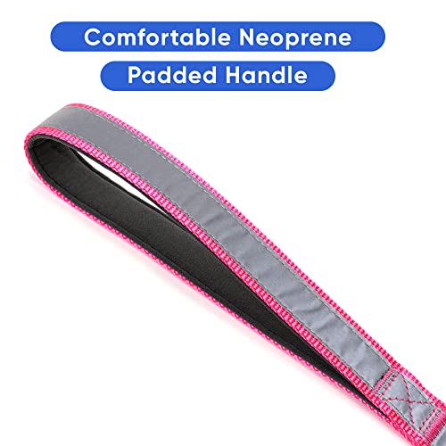 Pawtitas 6 Ft Padded Dog Leash With Comfortable Neoprene Padding Handle - Pink Lead | Medium Reflective Dog Leash With Highly Reflective Band Perfect For Medium And Large Dogs And Puppies. #TOP3