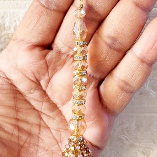 Image of Adikala Craft Store Handmade Ethnic Latkan Tassel Set of 2 for Saree Pallu, Blouse, Suits, Dupatta, Lehenga Decor (Golden D5)