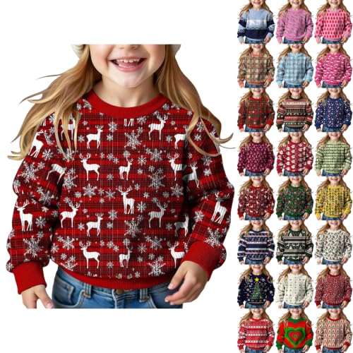 Girls Christmas Sweater Cute Ribbed Long Sleeve Crewneck Jumper Sweaters - image 1