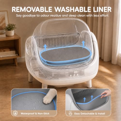 Self Cleaning Cat Litter Box, Open-Top Automatic Cat Litter Box with Large Waste Bin, Dual Safety Sensors, Easy Clean Pet Toilet for Multiple Cats - image 5
