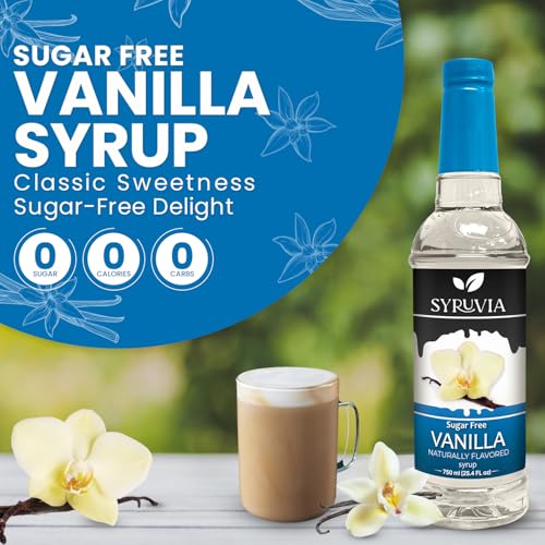 Syruvia Sugar-Free Vanilla & Sugar-Free Caramel Syrup - 25.4 fl oz. Premium Coffee Flavoring Syrup. Kosher, and Gluten-Free. Perfect for Enhancing Drinks, Sodas, Shakes, Desserts, and More. - image 4
