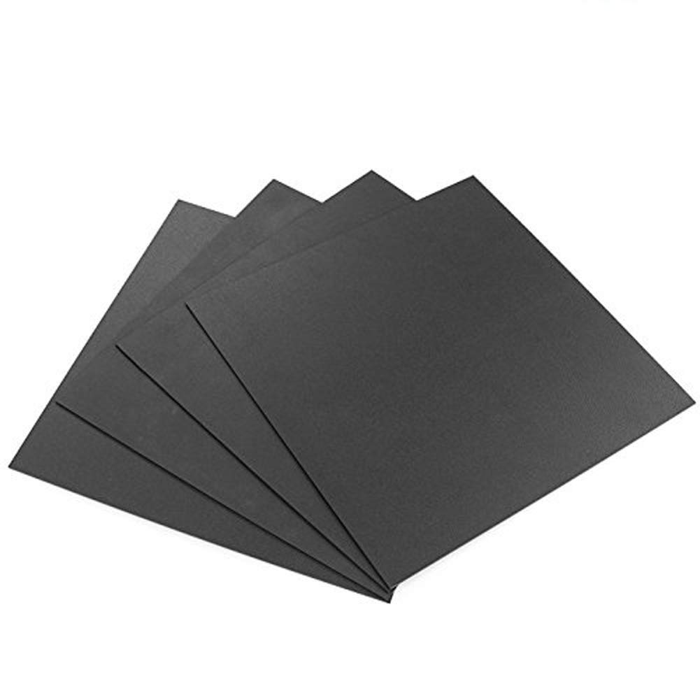 FYBREX Set of 4 Black Square ABS Sheets 12"x12" with .08" Thickness, High Breakage Resistance Great Impact and Tensile Strength, Excellent for Interior Appliance Tub Shower Wall with Mounting Screws