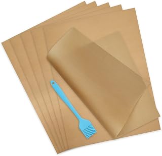 6 Sheets Silicone Baking Mats Non Stick Reusable,Oil Brush,Baking Mat Sheet Baking Tray Liner Set 30 * 40cm,Reusable Professional Quality,Nontoxic CookingMat,Reusable Non Stick Oven Liner