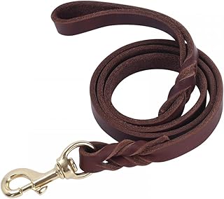 Hundeleine Leder, 1,2m - 2,6m Fettlederleine Hunde, 1,2/1,8 cm Breit, Lederleine Hund Führleine mit robustem Verschluss für große, mittelgroße und kleine Hunde