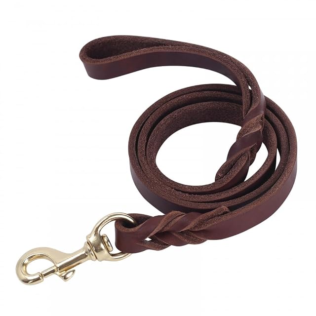 Correa de cuero para perro, correa para perro con cierre giratorio de 360° resistente para perros pequeños…