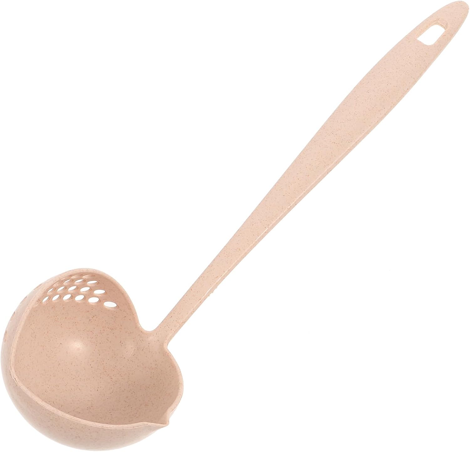 HANABASS 2-in-1 Straining Ladle and Soup Spoon with Filter Strainer Beige 11.02 Inch Heat-Resistant Kitchen Tool for Draining Liquids and Solids Dishwasher Safe
